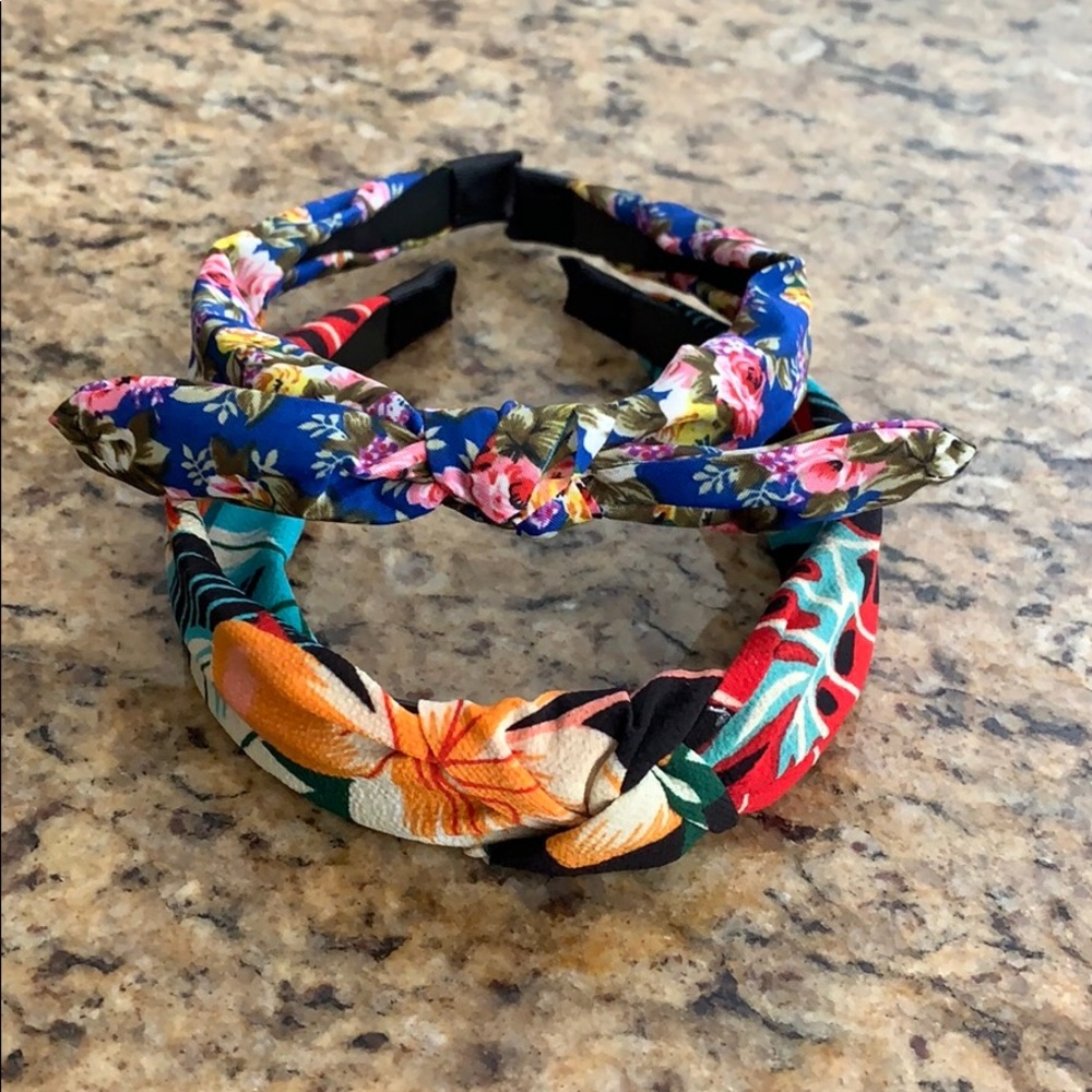2 new Floral headbands (turban & top knot style)